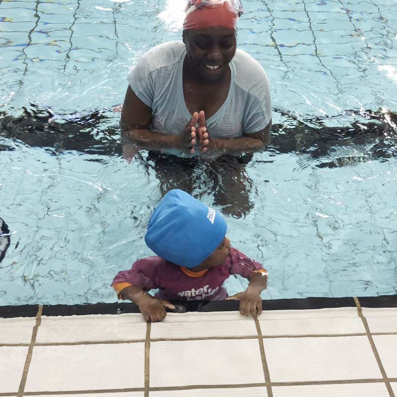 janet and her daughter in hold on position
