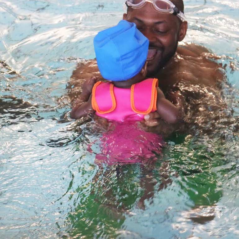 david and his daughter at a water babies lesson