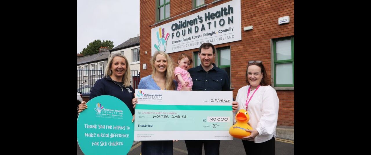 water babies ireland splashathon cheque